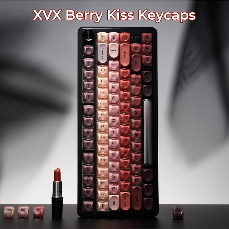 OHY PBT Keycaps, XVX Berry Kiss Theme Red Jelly HOA Profile Key Cap, 132-Key Cute Custom Keycaps (for Mechanical Keyboards with Cherry/Gateron MX Switches)-Lipstick - Image 2
